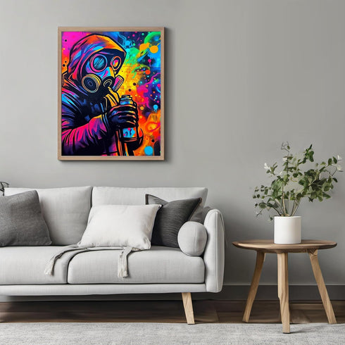 Posterizer-gritty street art-colorful poster-graffiti artist making art -2-Retro Art-Abstract & Modern Art-Gift for Street Art, Mural Fans- unfram...